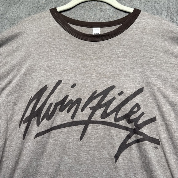 Alvin Ailey Ringer T-Shirt‎ XL Brown Dance Theater Graphic Double Sided Tee
